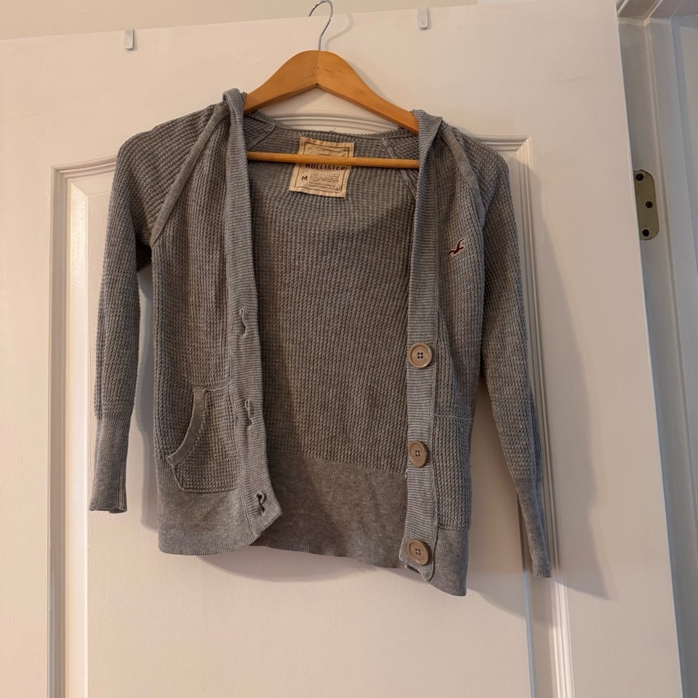 Hollister Gray Hooded Cardigan